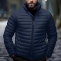 Men's Winter Coat Puffer Jacket Zipper Pocket Polyster Pocket Date Casual Daily Weekend Regular Keep Warm Outdoor Casual Sports Winter Plain Black Red Dark Navy Blue Puffer Jacket