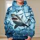 Boys 3D Shark Hoodie Pullover Long Sleeve 3D Print Spring Fall Fashion Streetwear Cool Polyester Kids 3-12 Years Hooded Outdoor Casual Daily Regular Fit