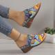 Women's Sandals Wedge Sandals Plus Size Outdoor Slippers Outdoor Daily Color Block Summer Cut Out Flower Wedge Heel Open Toe Vintage Casual Patent Leather Black Purple Orange