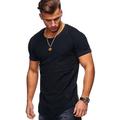 Men's T shirt Tee Shirt Tee Plain Geometic Slim Pleated Round Neck Plus Size Sports Short Sleeve Pleated Sleeve Asymmetric Clothing Apparel Military Muscle Slim Fit Workout