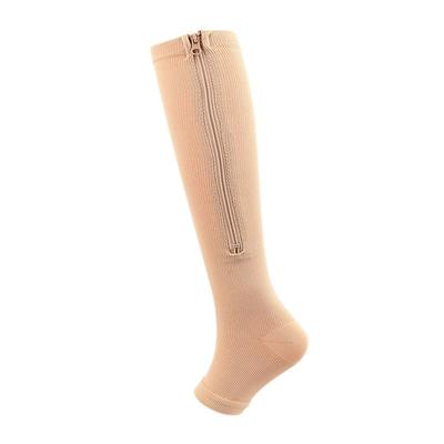 A Pair Sports Pressure Socks Compression Zipper Socks Long Leg Elastic Socks Compression Socks