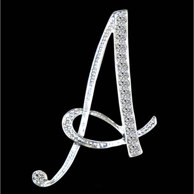 letter brooch pins initial rhinestone brooch for women crafts silvery m