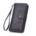 Solid Color Large-capacity Long Wallet, Vintage Multifunctional Coin Purse With Zipper Wristband