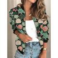 Women's Bomber Jacket Casual Jacket Outdoor Zipper Floral Pattern Breathable Streetwear Regular Fit Outerwear Long Sleeve Summer Black