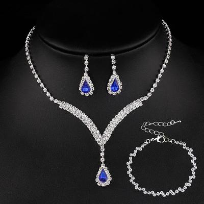 Bridal Jewelry Sets 1 set Rhinestone 1 Necklace 1 Bracelet Earrings Women's Fashion Personalized Luxury Vintage Style Precious Diamond Water Drop Jewelry Set For Wedding Party Evening Wedding Guest