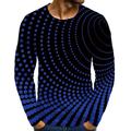 Men's T shirt Tee Graphic Polka Dot Round Neck Light Blue Sapphire Blue Black Yellow Red 3D Print Daily Long Sleeve Print Clothing Apparel Basic