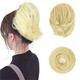 Hair Bun Ponytail Extension Straight Synthetic Hairpiece Fully Short Ponytail Bun Extensions Hair Accessories Elastic Easy Scrunchie for Women Light Golden Brown mix Pale Golden Blonde)