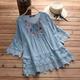 Shirt Boho Shirt Blouse Women's White Pink Blue Floral Lace up Lace Street Daily Fashion Round Neck S