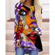 Women's T shirt Dress Tunic Blue Purple Green Color Block Abstract Asymmetric Print Long Sleeve Casual Daily Tunic Abstract Casual Round Neck Long Loose Fit S