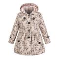 Kids Girls' Trench Coat Long Sleeve Thickened windbreaker - rose red polka dots Thickened windbreaker - thickened khaki Thickened windbreaker-patterned khaki Solid Color Graphic Button Spring Fall