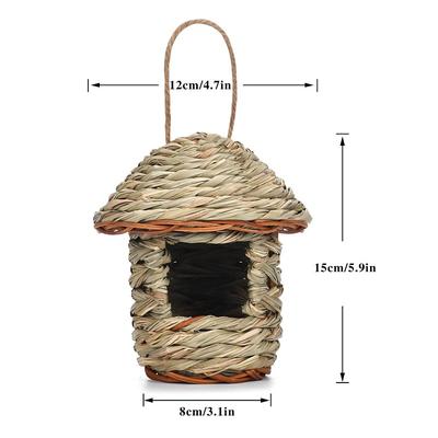 Bird House for Outside Hanging,Grass Handwoven Bird Nest,Hummingbird House,Natural Bird Hut Outdoor,Birdhouse for Kids,Songbirds House