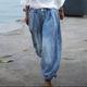 Women's Jeans Joggers Wide Leg Trousers Full Length Denim Faux Denim Micro-elastic Mid Waist Fashion coastalgrandmastyle Casual Weekend Blue S M