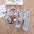 Toddler Girls' Pajama Set Long Sleeve Bow bear two piece set gray Plush mouse two-piece set pink Bow bear two piece set blue Animal Cartoon Crewneck Spring Fall Adorable Home 3-7 Years