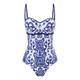 Women's Swimwear One Piece Monokini Normal Swimsuit Tummy Control Open Back Printing Flower Strap Vacation Fashion Bathing Suits