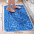 1pc Bath Rugs, Rose Flower Patterned Bathroom Bath Mat Flannel Non-slip Carpet Bathtub Floor Rug Shower Room Doormat Memory Foam Mat Washable Carpet