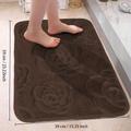 1pc Bath Rugs, Rose Flower Patterned Bathroom Bath Mat Flannel Non-slip Carpet Bathtub Floor Rug Shower Room Doormat Memory Foam Mat Washable Carpet