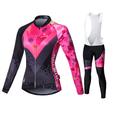 Women's Long Sleeve Cycling Jersey with Bib Tights White Black Bike Tights Clothing Suit, Breathable 3D Pad Quick Dry Patchwork High Elasticity Plus Size