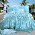 Ice Silk Four-piece Set Four-piece Set Pure Color Silk Satin Fitted Sheet Bedding