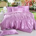 Ice Silk Four-piece Set Four-piece Set Pure Color Silk Satin Fitted Sheet Bedding