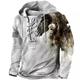 Men's Pullover Hoodie Sweatshirt Pullover Black And White White Green White Blue Khaki Hooded Animal Graphic Prints Lace up Print Casual Daily Sports 3D Print Streetwear Designer Basic Spring