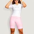 Women's Cycling Jersey Cycling Jersey with Bib Shorts Cycling Bib Shorts Short Sleeve Road Bike Cycling Cream Dark Pink PinkWhite Graphic Bike Bib Shorts Jersey MTB Shorts Breathable Back Pocket
