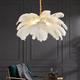 LED Pendant Light Chandelier Gorgeous Extra Large White Ostrich Feather Bouquet Pendant Light Romantic Mounted Lighting Fixture for Restaurant Bedroom Chain Adjustable