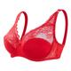 Women's Curve Plus Size Solid Color Pure Color Flower / Floral Lace Lingerie Sexy V Neck Winter Fall Sheer Bras 3/4 Cup Black Dusty Rose Red Big Size 85/38C 90/40C 95/42C 100/44C