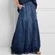 Women's Skirt Long Skirt Maxi Skirts Pocket Solid Colored Office / Career Vacation Summer Denim Fashion Summer Blue Light Blue Gray