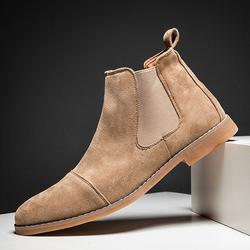 Men's Boots Chelsea Boots Walking Casual Daily Party Evening Suede Cowhide Warm Loafer Black khaki Grey Fall Winter