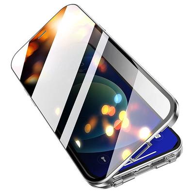 Phone Case For iPhone 17 Pro Max 17 Air 16 15 14 Pro Max Plus 13 12 11 Pro Max Mini Magnetic Adsorption Full Body Protective Double Sided Anti peep Solid Color Tempered Glass Metal