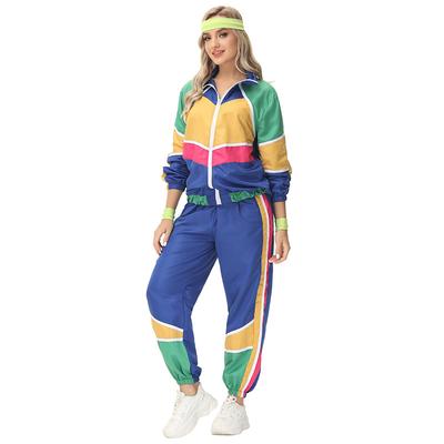 Retro Vintage 1980s Workout Outfits Cosplay Patchwork Fancy Dress Men's Women's Carnival Costume Carnival Performance Stage Pride Parade Teen Adults' Top Pants