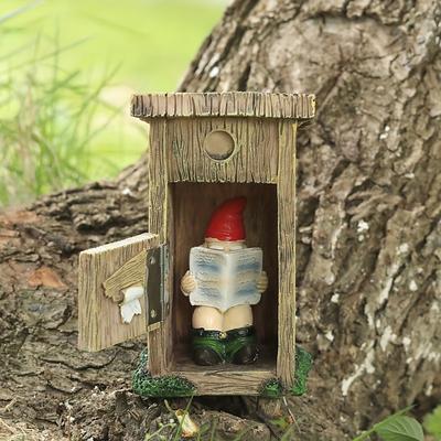 Funny Garden Gnome Outdoor Statues Naughty Sculpture Decoration Inappropriate Read Newspaper Gnome for Indoor Lawn Yard Red