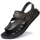 Men's Sandals Flat Sandals Leather Sandals Comfort Sandals Casual Beach Outdoor Beach Microfiber Breathable Loafer Black Light Brown Grey Summer
