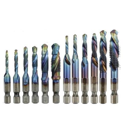 12pcs Tap Drill Bit Cone Drill HSS Metric Blue Replacement Screw Thread