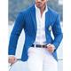 Men's Cocktail Attire Blazer Business Formal Evening Wedding Party Only tops Fashion Casual Spring Fall Polyester Stripes Pocket Casual / Daily Single Breasted Blazer Blue