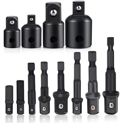 12pcs Impact Socket Adapter Set - 25mm-73mm 1/4 Hex Shank Extension Drill Bits for Cordless Drills - Quick Change Nut Driver Conversions