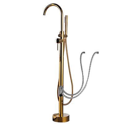 Bathtub Faucet Floor Mount Freestanding Bath Tub Filler Mixer Taps Brass, 360 Swivel High Arc Spout Standing Shower Clawfoot Tub with Handheld Shower Mixer Taps