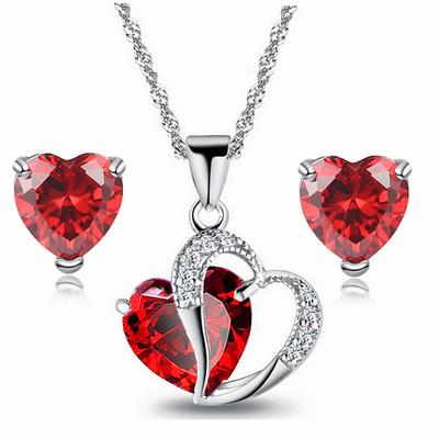 Fashion Bride Jewelry Set New Micro Set Crystal Zircon Heart Necklace Earring Jewelry Set