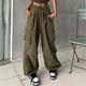 Women's Cargo parachutepants Wide Leg Trousers Baggy Full Length Baggy Micro-elastic High Waist Fashion Casual Daily ArmyGreen Black S M Spring Fall