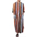 Men's Plus Size Pajamas Robes Gown Nightgown Sleepwear 1PC Stripes Muslim Daily Cotton Blend Comfort Breathable Pocket Spring Fall Photo Color Blue