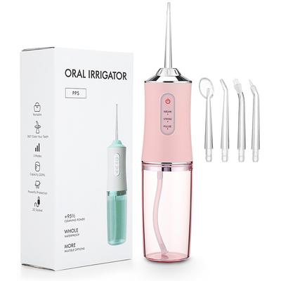 Water Flosser Cordless Dental Oral Irrigator Portable Water Flossers for Teeth with 220ML Detachable Tank Rechargeable IPX7 Waterproof Water Teeth Cleaner Picks with 3 Mode 4 Tips for Family Travel