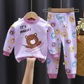 Toddler Boys 2 Pieces T-shirt Pants Pajama Set Long Sleeve C20 C25 C26 Animal Cartoon Button Spring Fall Fashion Home 3-7 Years