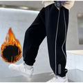 Kids Boys Sweatpants Trousers Pocket Solid Color Keep Warm Comfort Pants School Sports Black Gray