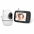 Baby Monitor - 3.5 Screen Video Baby Monitor with Camera and Audio - Remote Pan-Tilt-Zoom Night Vision VOX Mode Temperature Monitoring Lullabies 2-Way Talk 960ft Range