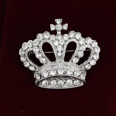 Men's Cubic Zirconia Brooches Retro Stylish Creative Crown Luxury Fashion British Brooch Jewelry Silver Gold For Party Daily