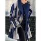 Women's Winter Coat Casual Jacket Warm Lightweight Casual Daily Wear Color Block Print Open Front Turndown Plaid Regular Fit Outerwear Long Sleeve Fall Winter Blue S M L XL XXL 3XL