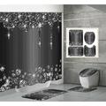 Bathroom Shower Curtain, Sparkling Diamond-Pattern Bathroom Curtain With 12 Hooks, Bathroom Non Slip Rugs, Toilet Cover Mat