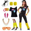 Retro Vintage Disco 1980s Outfits Accessories Off Shoulder T-Shirt I Love the 80's Women's Masquerade Party / Evening Costume