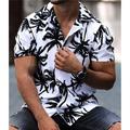 Hawaiian Palm Tree Shirt Mens Graphic Summer Coconut Prints Turndown White Yellow Blue Purple Orange Street Casual Short Sleeves Button Trees Beach Cotton Button-Down