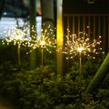 Solar Firework Pathway Lights Outdoor 2x 1x LED Stake Lights for Walkway Garden Backyard Landscape Decoration 120LEDs Fairy Christmas Light for Garden Street Yard Lawn New Year Party IP65 Waterproof